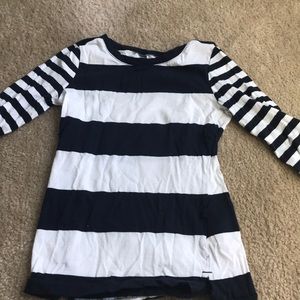 navy and white striped long sleeve old navy shirt